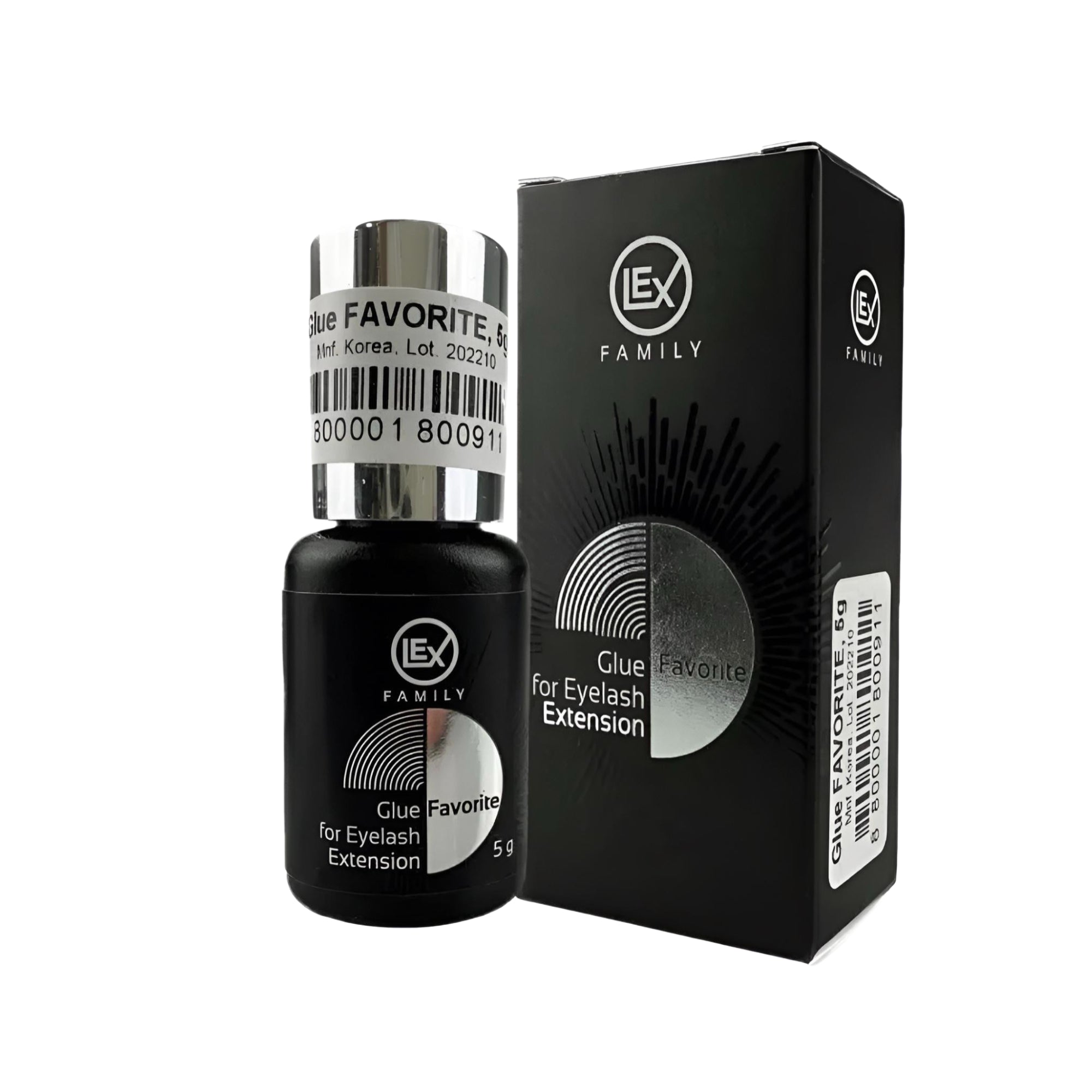 LEX 'FAVORITE' Eyelash Extensions Glue Black 5g – ultra-fast 0.5 sec adhesive for expert lash extension application – buy in USA at FRAU Store