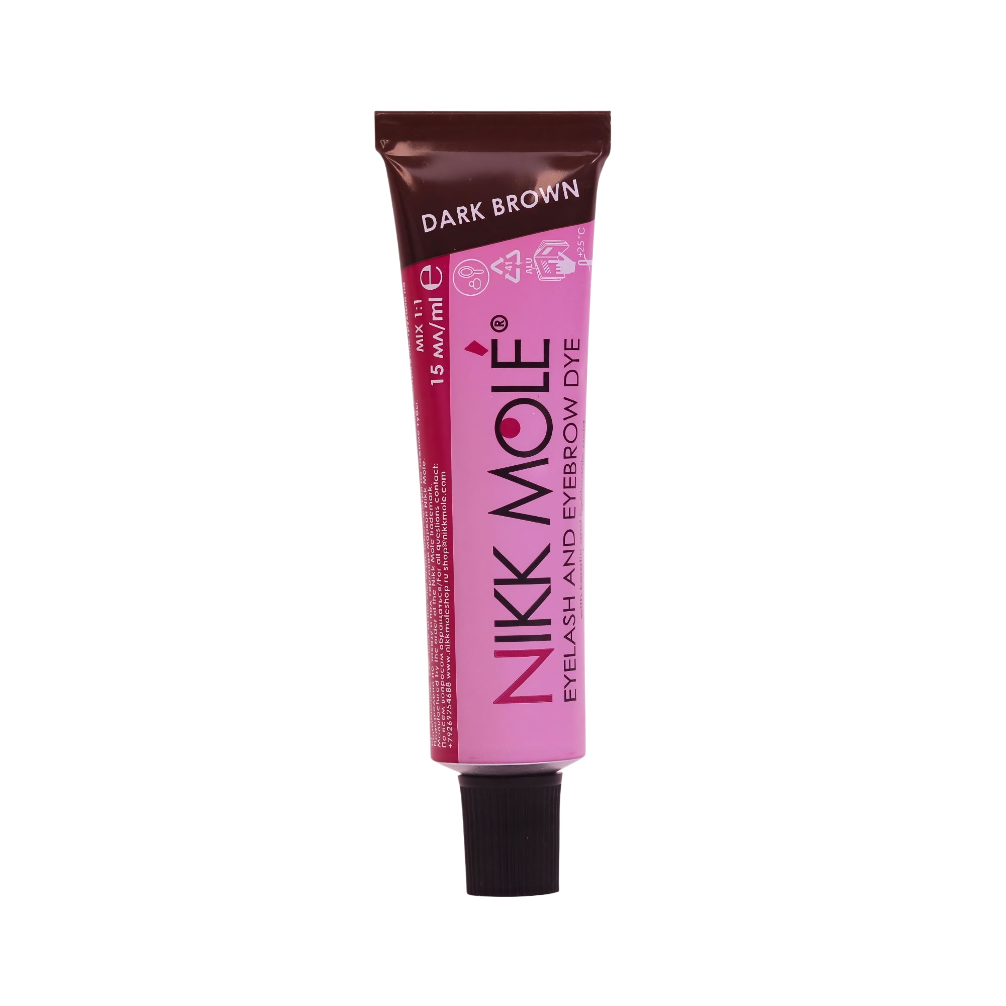 NIKK MOLE Eyebrow and Lash Tint Dark Brown 15ml – rich, long-lasting color for defined brows and lashes – buy in USA at FRAU Store