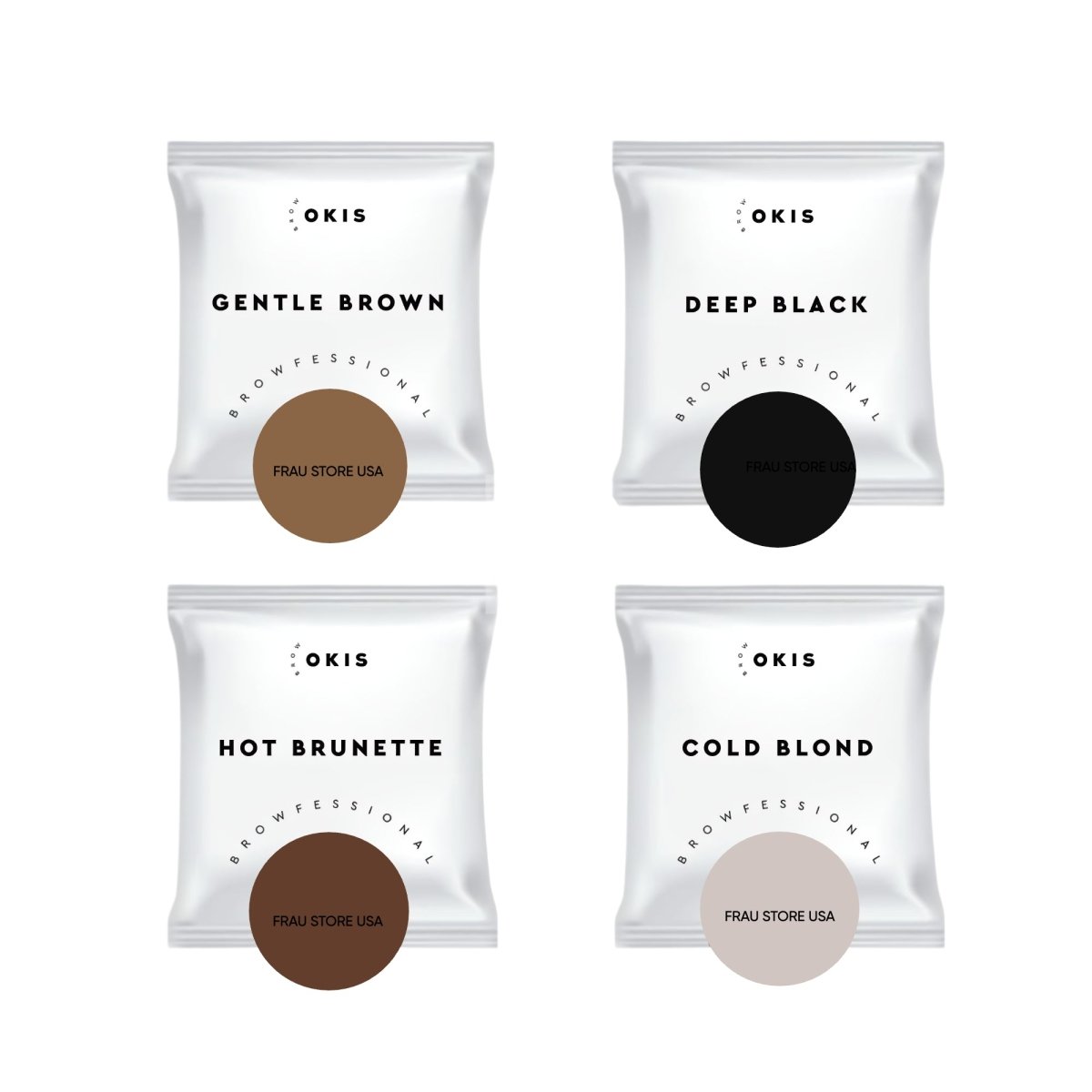 OKIS EYEBROW TINT with henna extract 4 COLORS SET in sachets 5ml - FRAU STORE USA