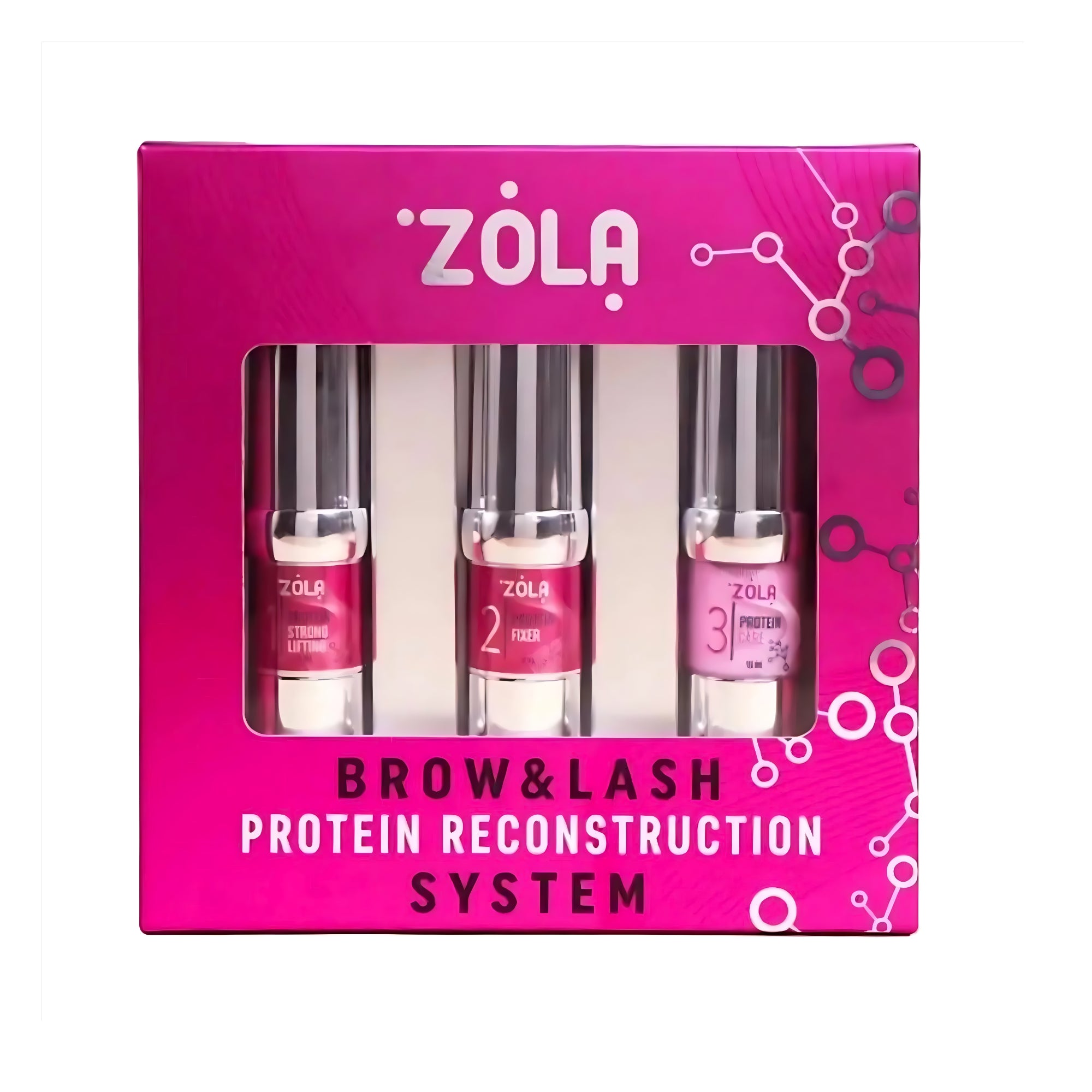 Zola Protein Reconstruction Laminating Set 3 x 10ml – restores and laminates brows and lashes in 3 nourishing steps – buy in USA at FRAU Store