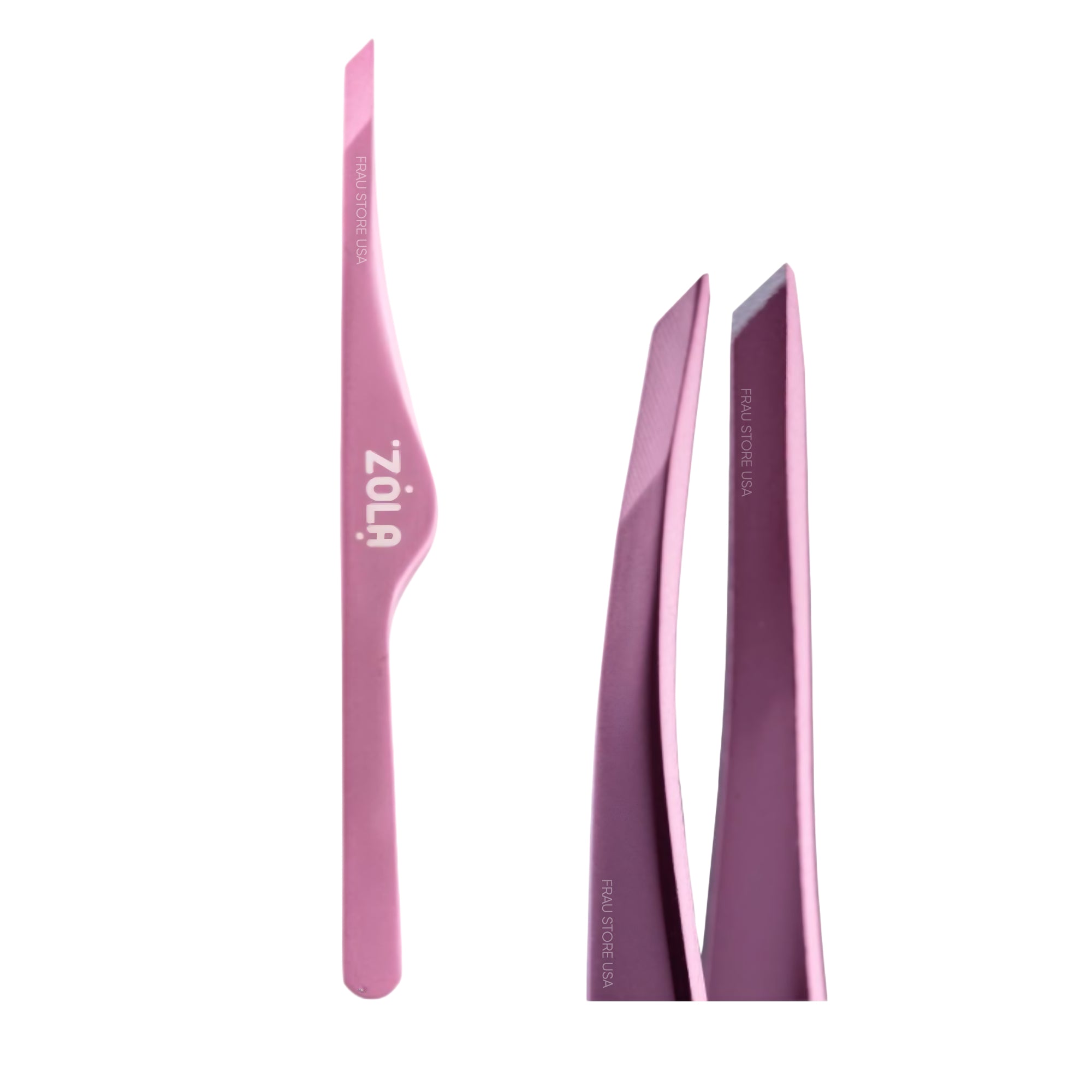 Zola Eyebrow Beveled Tweezers Pink – precise tool for shaping and grooming brows – buy in the USA at FRAU Store