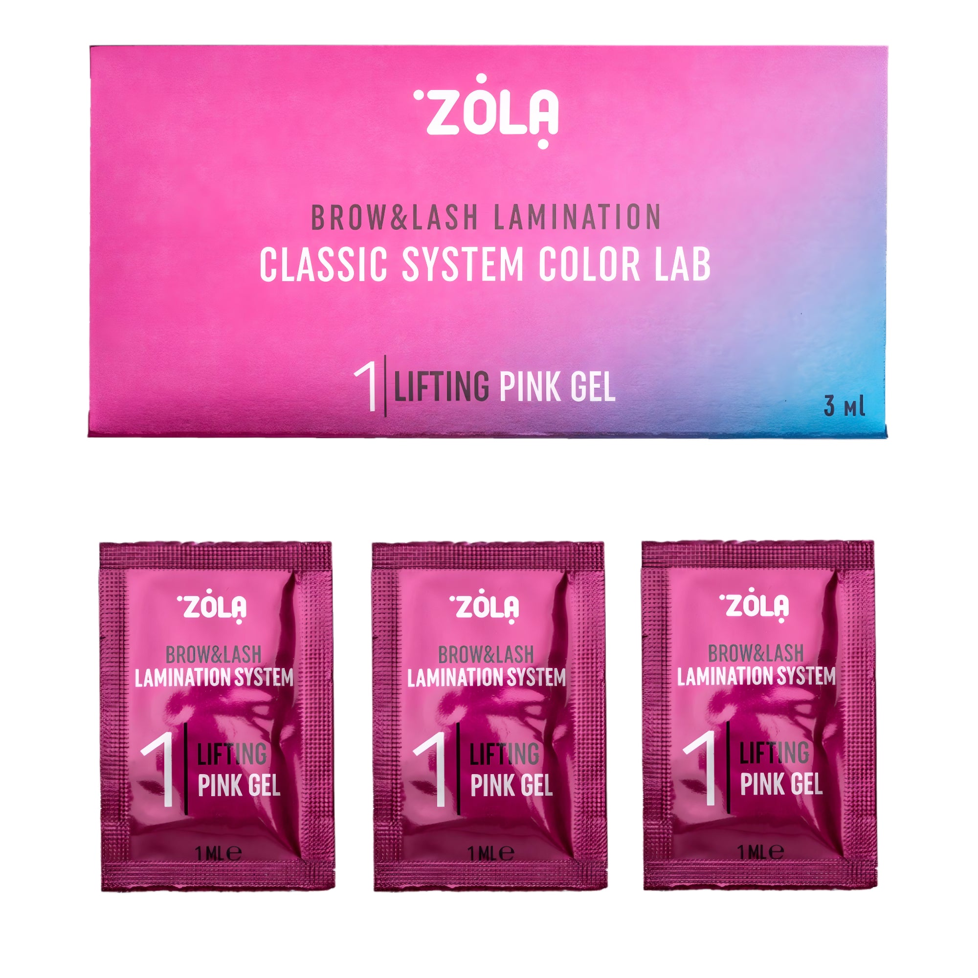 Zola Color Lab Set 01 Lifting Pink Gel – 3x1ml sachets for lifting and shaping brows and lashes – buy in the USA at FRAU Store