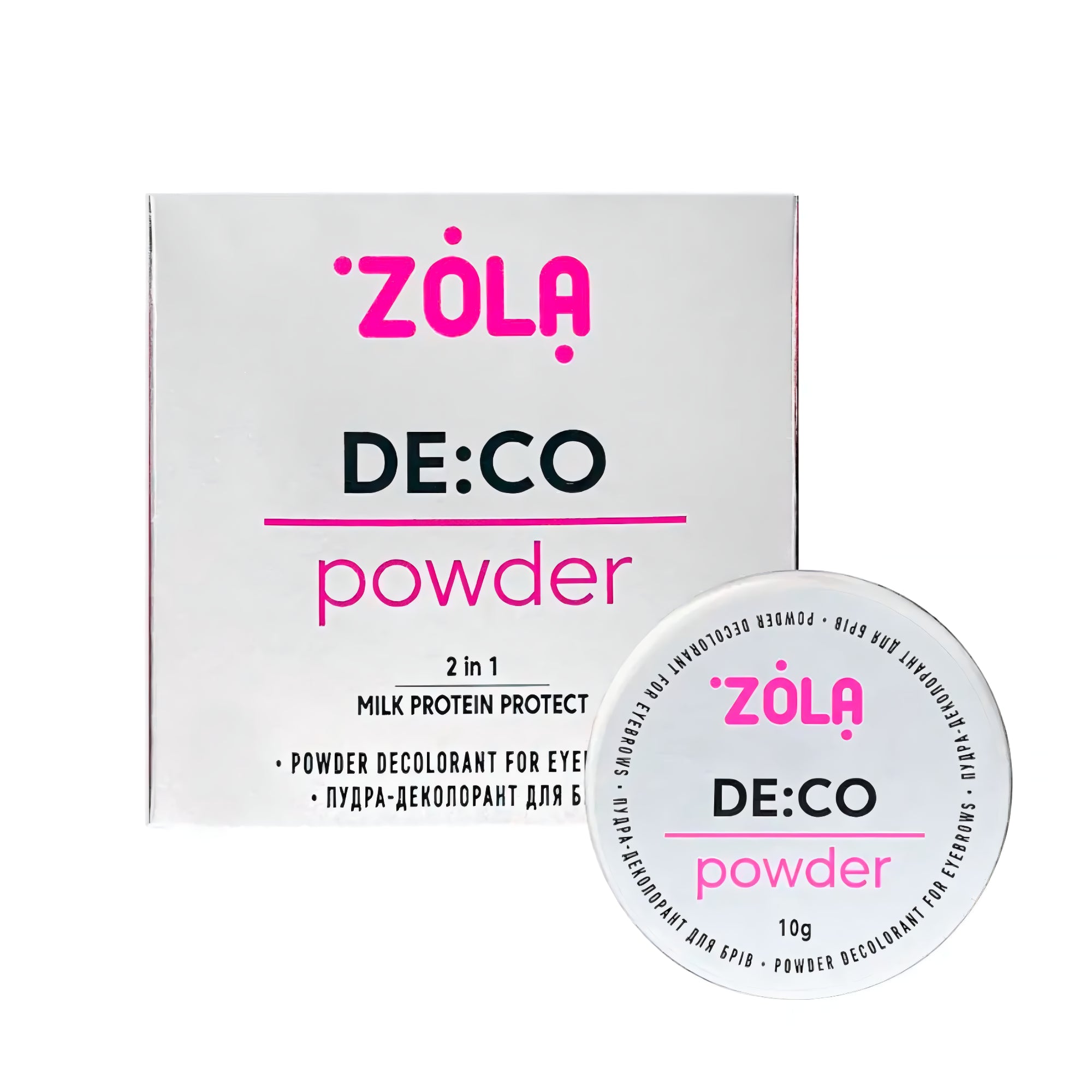 Zola DE:CO Eyebrow Decolorant Powder 10g – lightens brows gently for tint prep or color correction – buy in USA at FRAU Store