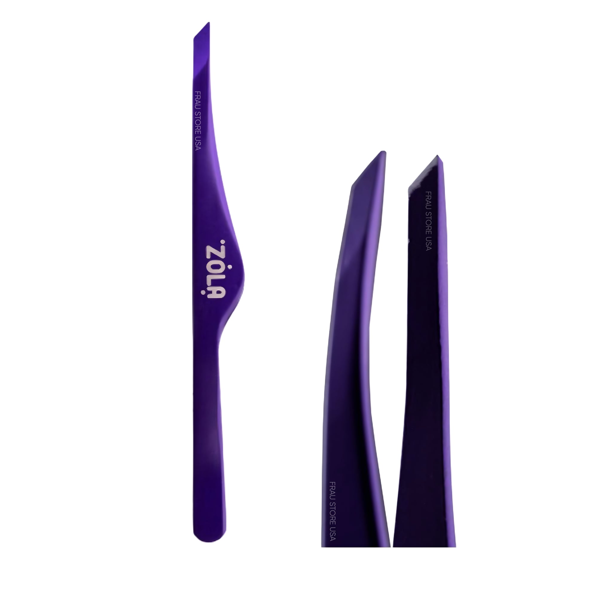 Zola Eyebrow Beveled Tweezers Purple – precise tool for shaping and grooming brows – buy in the USA at FRAU Store