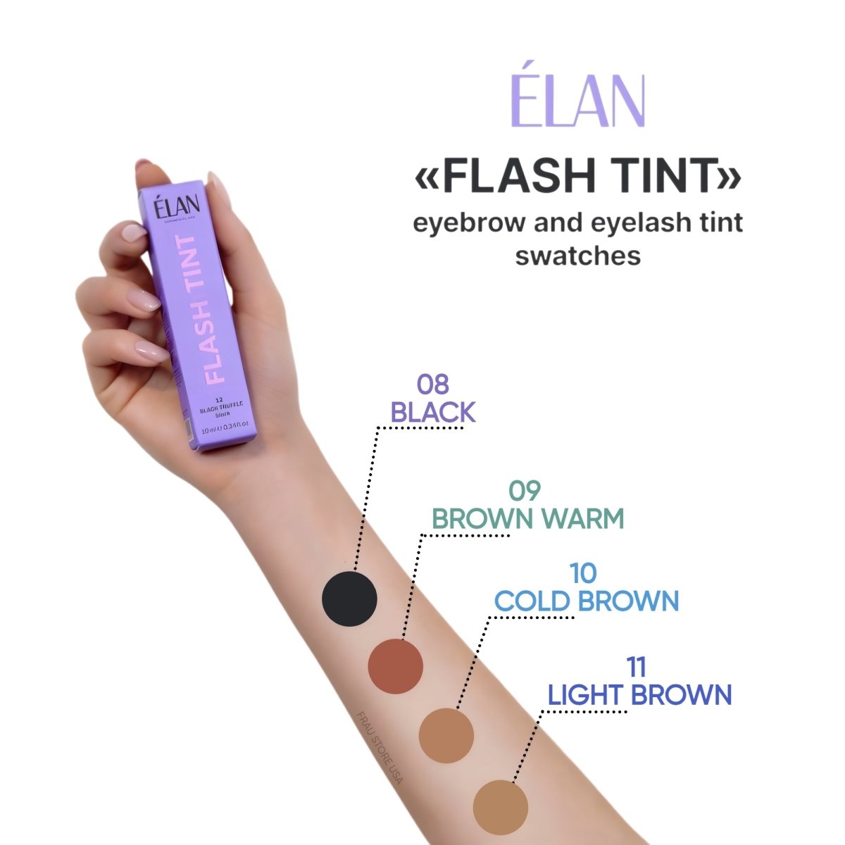 ELAN Eyebrow and eyelash occlusive tinting system «FLASH TINT» 08 BLACK 10ml - FRAU STORE USA