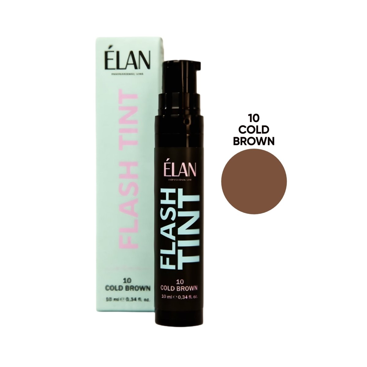 ELAN Eyebrow and eyelash occlusive tinting system «FLASH TINT» 10 COLD BROWN 10ml - FRAU STORE USA