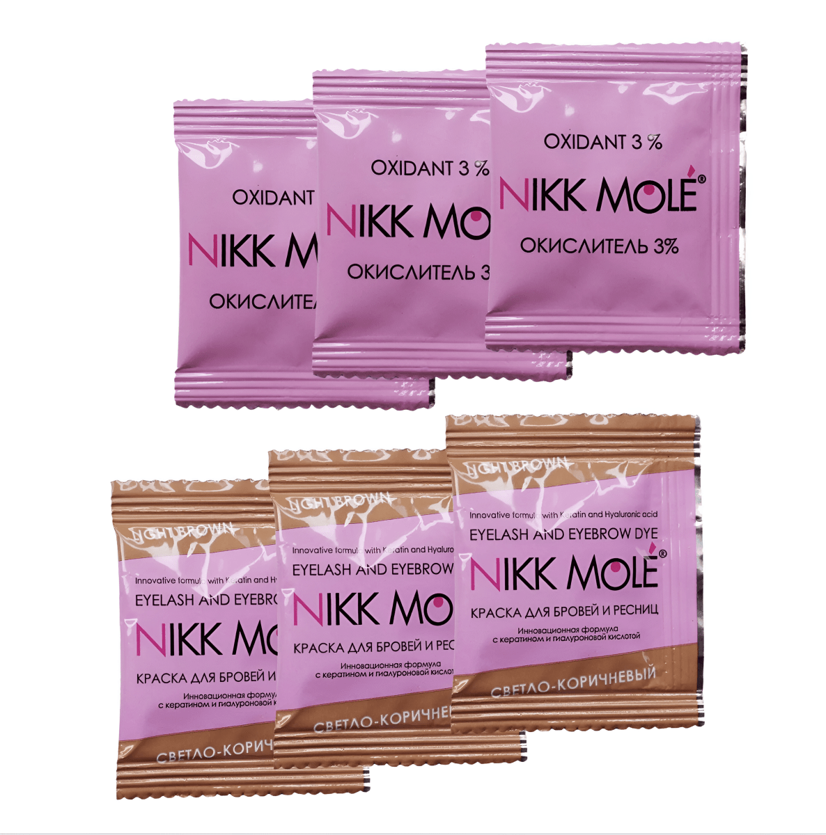 NIKK MOLE - Eyebrow dye in sachet 15ml + oxidant , brow tint , brow dye - FRAU STORE USA