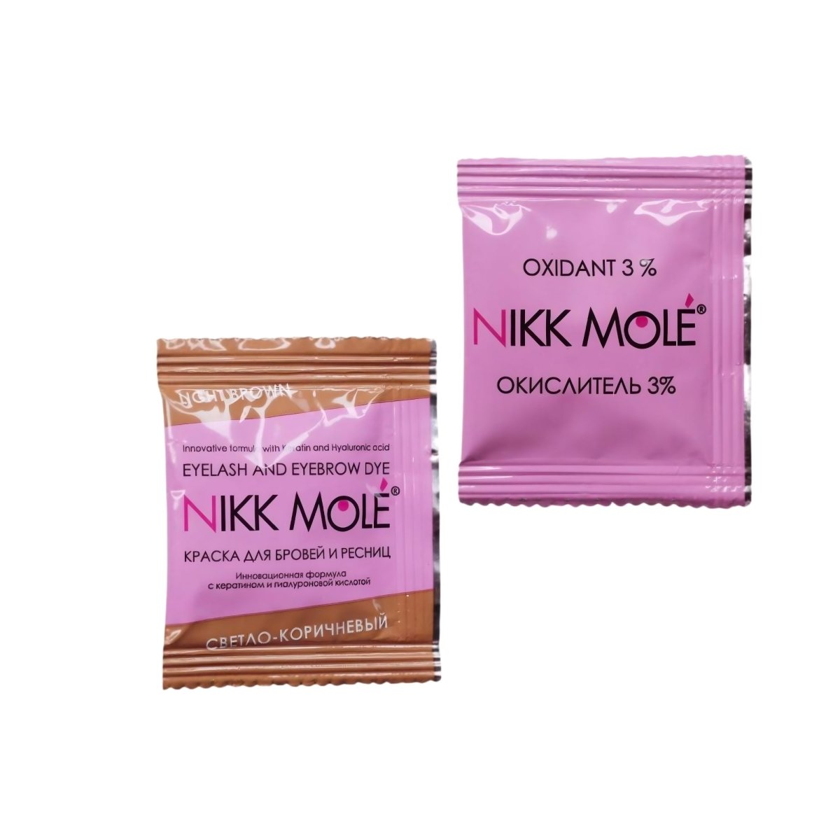 NIKK MOLE EYEBROW DYE in sachet 5ml + 3% cream oxidizer in sachet 5ml - FRAU STORE USA