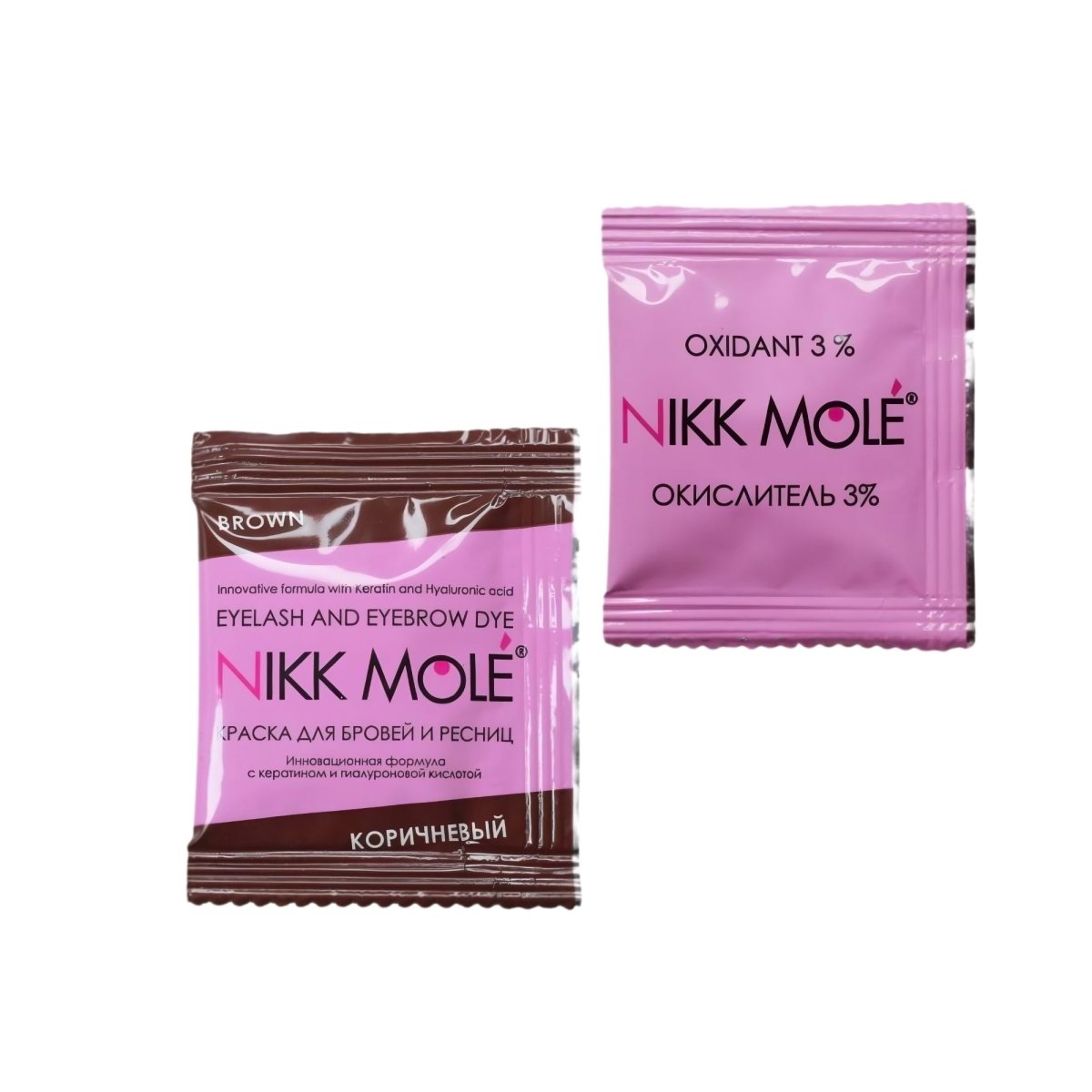 NIKK MOLE EYEBROW DYE in sachet 5ml + 3% cream oxidizer in sachet 5ml - FRAU STORE USA