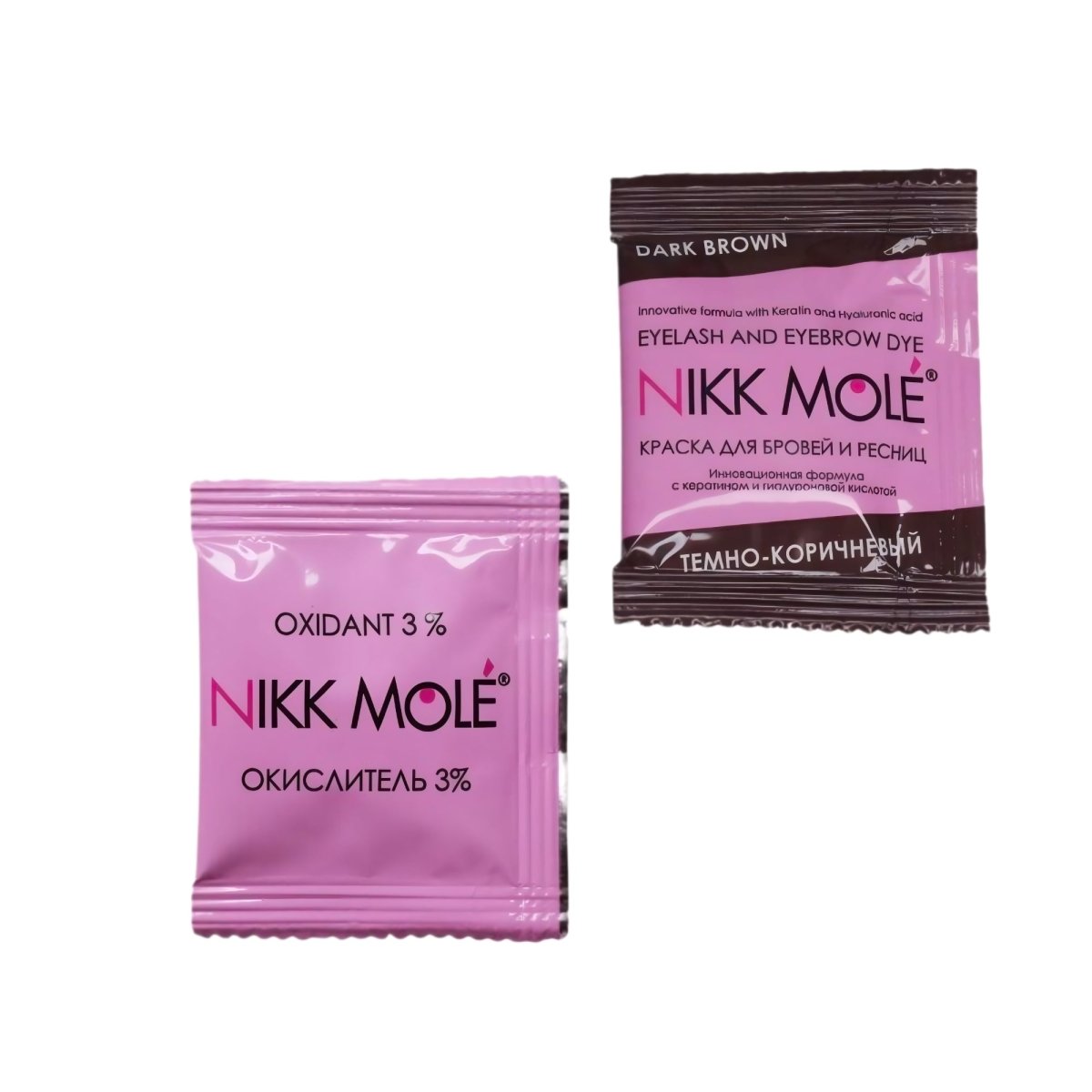 NIKK MOLE EYEBROW DYE in sachet 5ml + 3% cream oxidizer in sachet 5ml - FRAU STORE USA