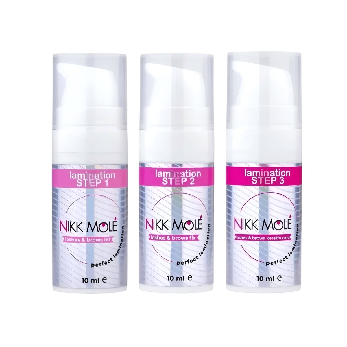 NIKK MOLE PERFECT LAMINATION SYSTEM SET for Eyebrows and eyelashes 3 X 10ml - FRAU STORE USA