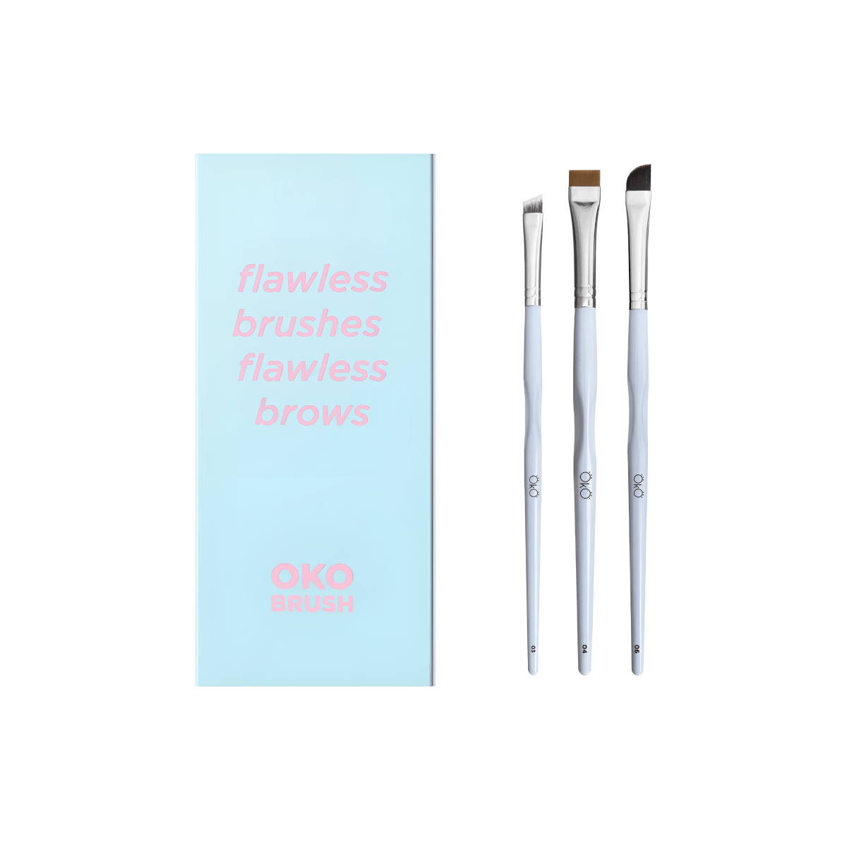 OKO - Brush Set "Flawless Brushes Flawless Brows" for eyelashes and eyebrows , 3pcs - FRAU STORE USA