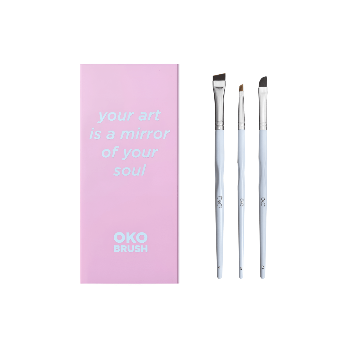 OKO - Brush Set "Your Art is a Mirror of Your Soul" for eyelashes and eyebrows , 3pcs - FRAU STORE USA