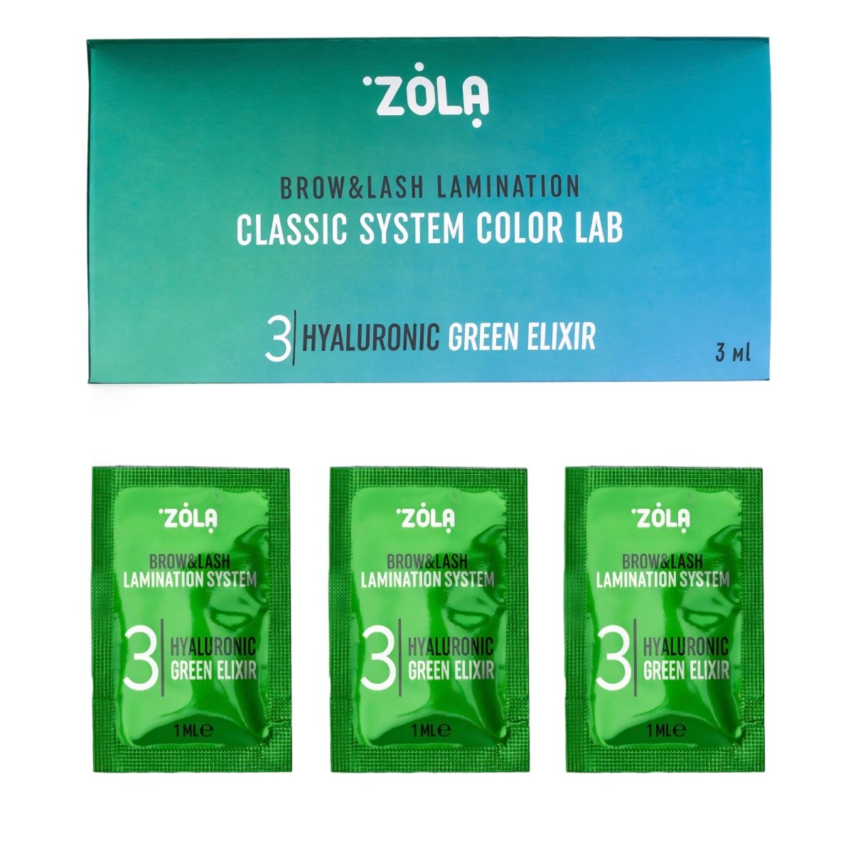 ZOLA Classic System Color Lab Set 03 Hyaluronic Green Elixir in Sachet, 3 x 1ml - FRAU STORE USA