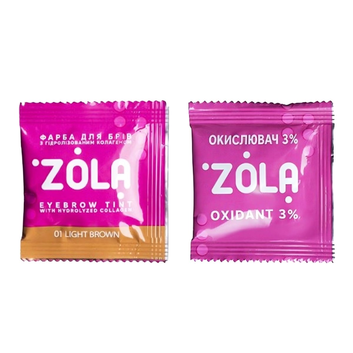 ZOLA Eyebrow Tint with Collagen 01 Light Brown in sachet 5ml + 3% oxidant in sachet 5ml - FRAU STORE USA